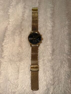 MVMT Gold-Tone Mesh Strap Watch with Black Dial